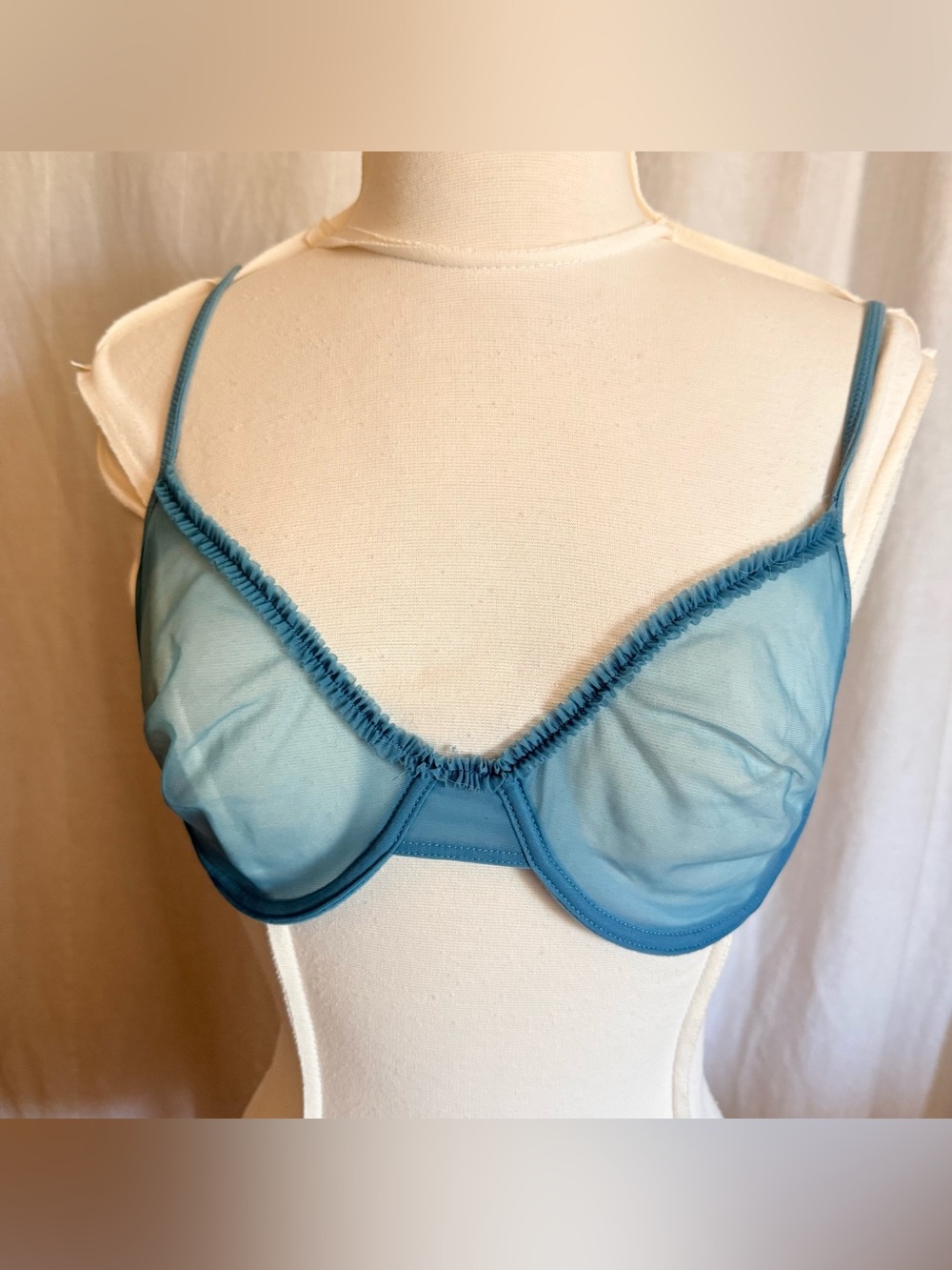 Sheer Blue Underwire Bra - Lightweight Women's Intimates 34C